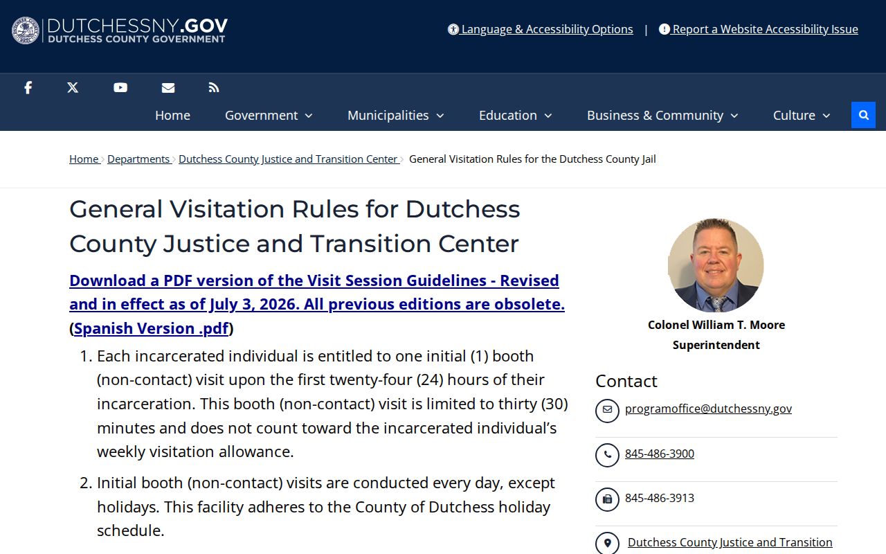 Dutchess County arrest custody records at the Justice and Transition Center