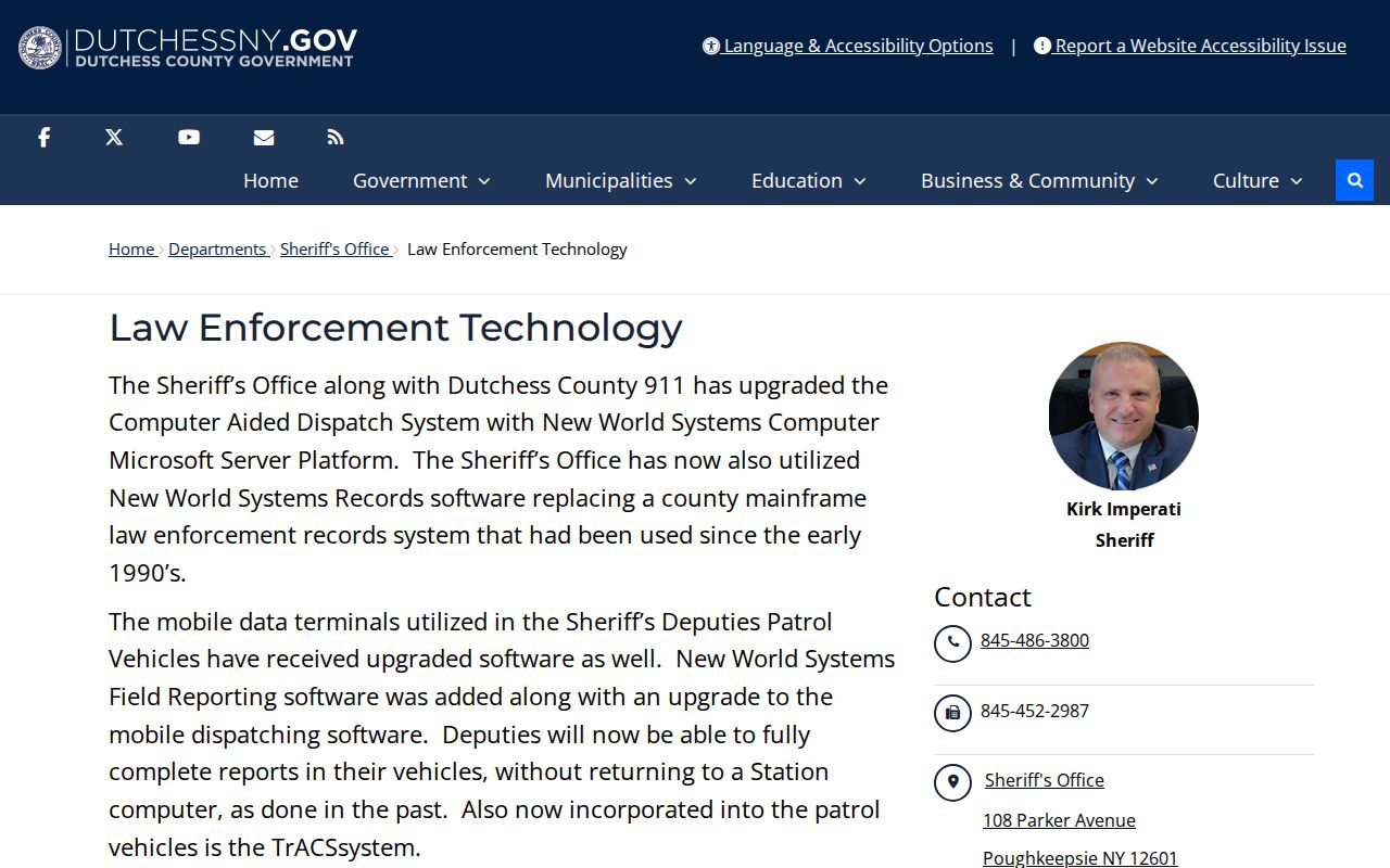 Dutchess County arrest records Live Scan and Sheriff technology