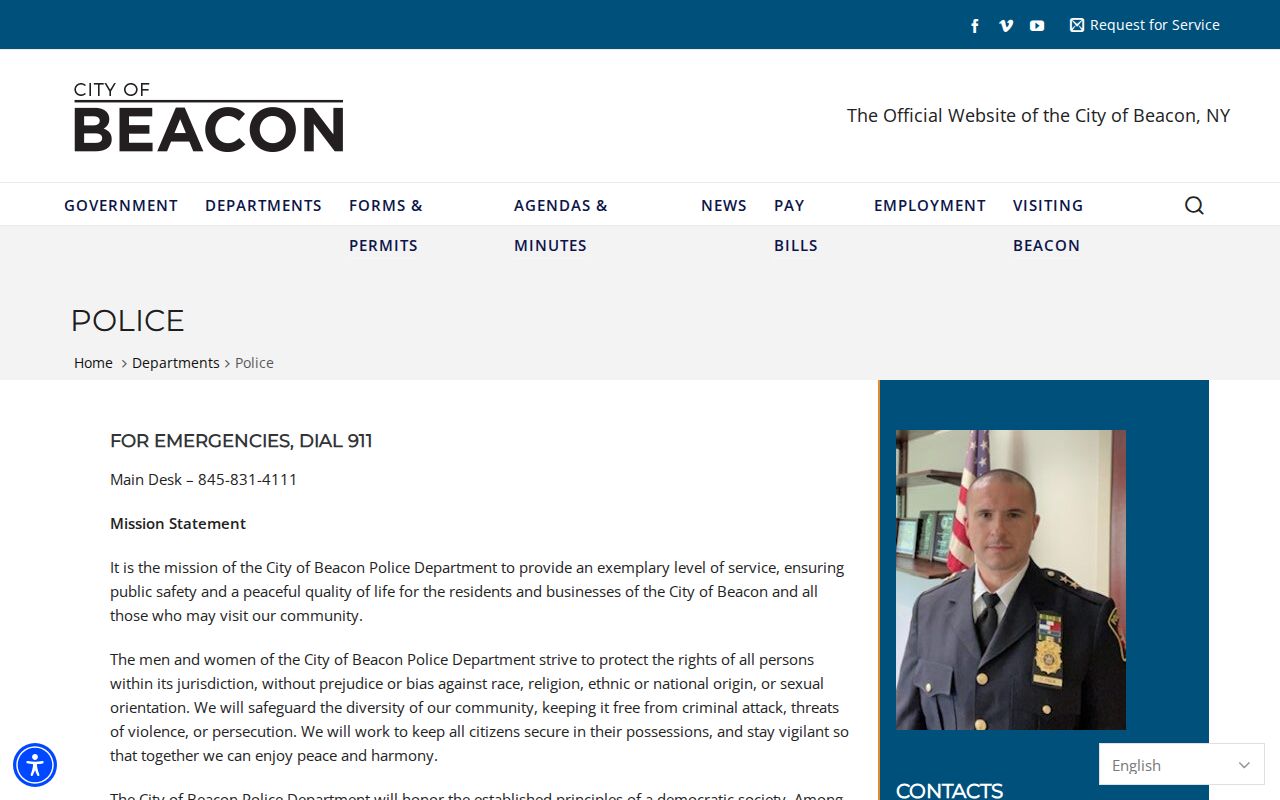 Beacon criminal records Police Department page in Dutchess County