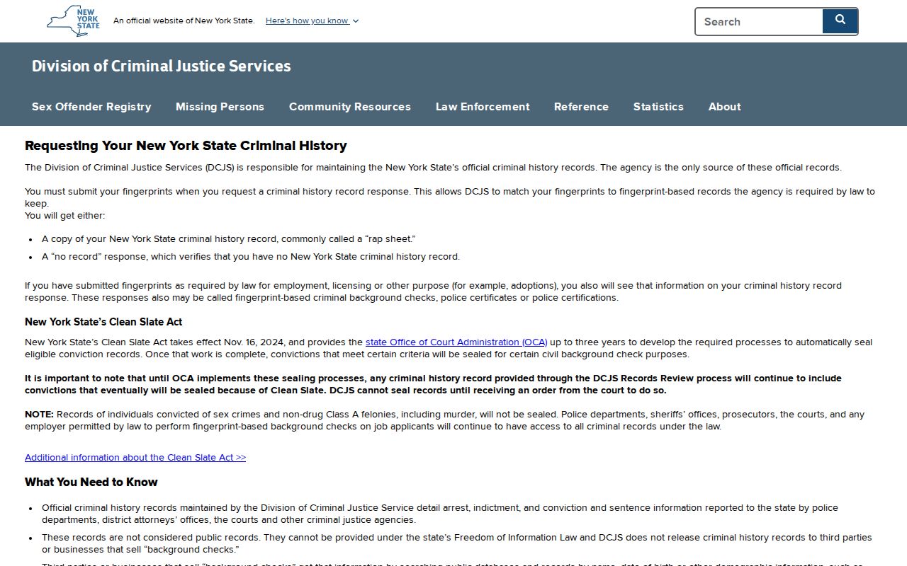 Dutchess County criminal history DCJS personal record review instructions