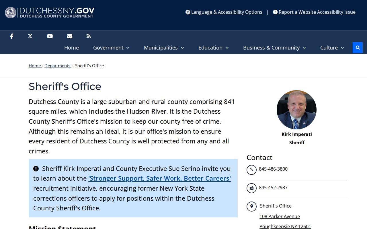 Dutchess County criminal history source at the Sheriff's Office