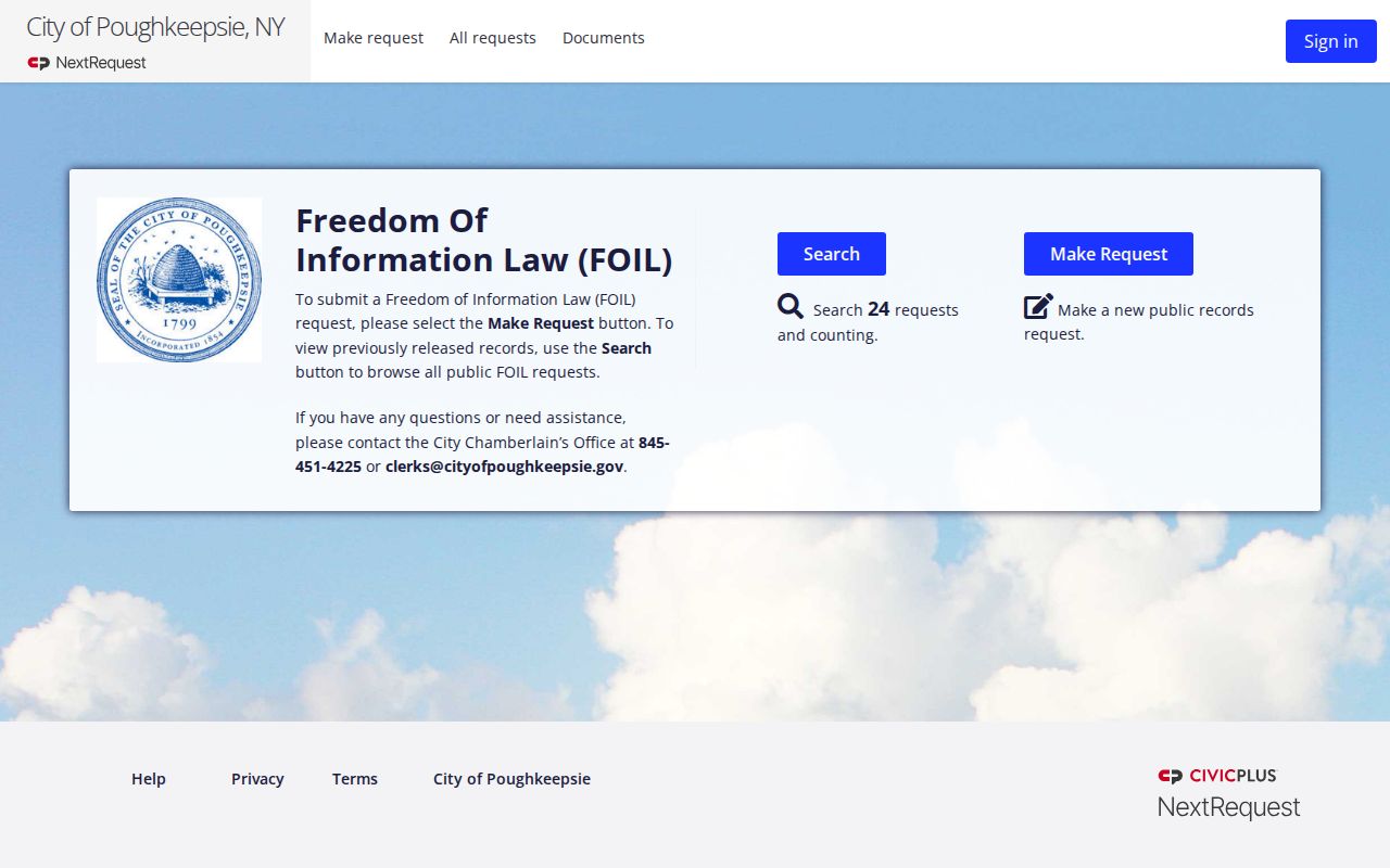 Poughkeepsie criminal records NextRequest portal in Dutchess County