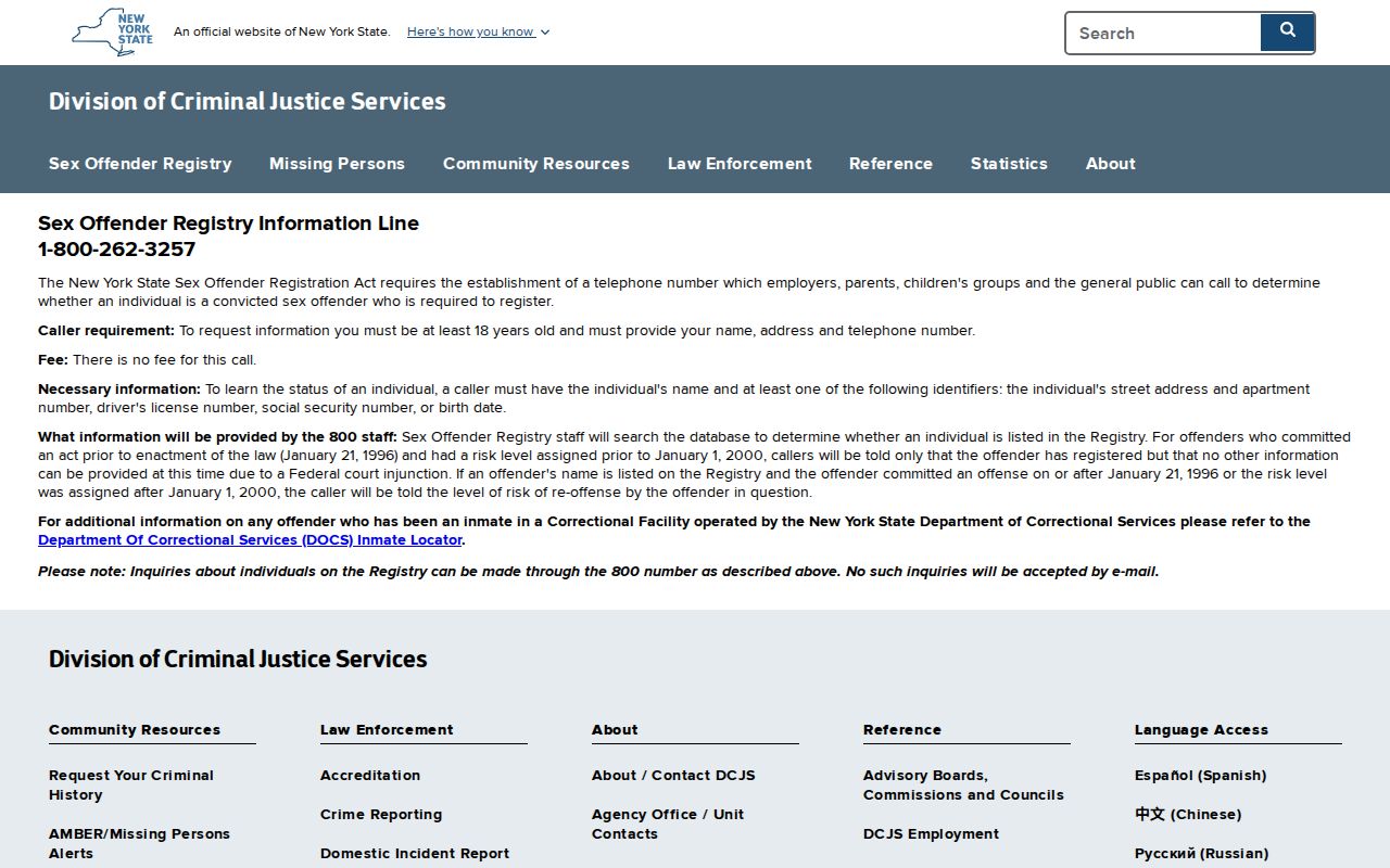 Dutchess County sex offender lookup telephone information line